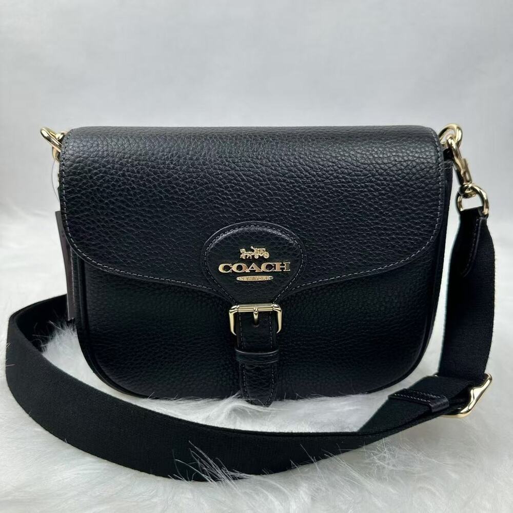 COACH Amelia Saddle Bag Shoulder/Crossbody Bag In Leather CP107 Gold/Black NWT